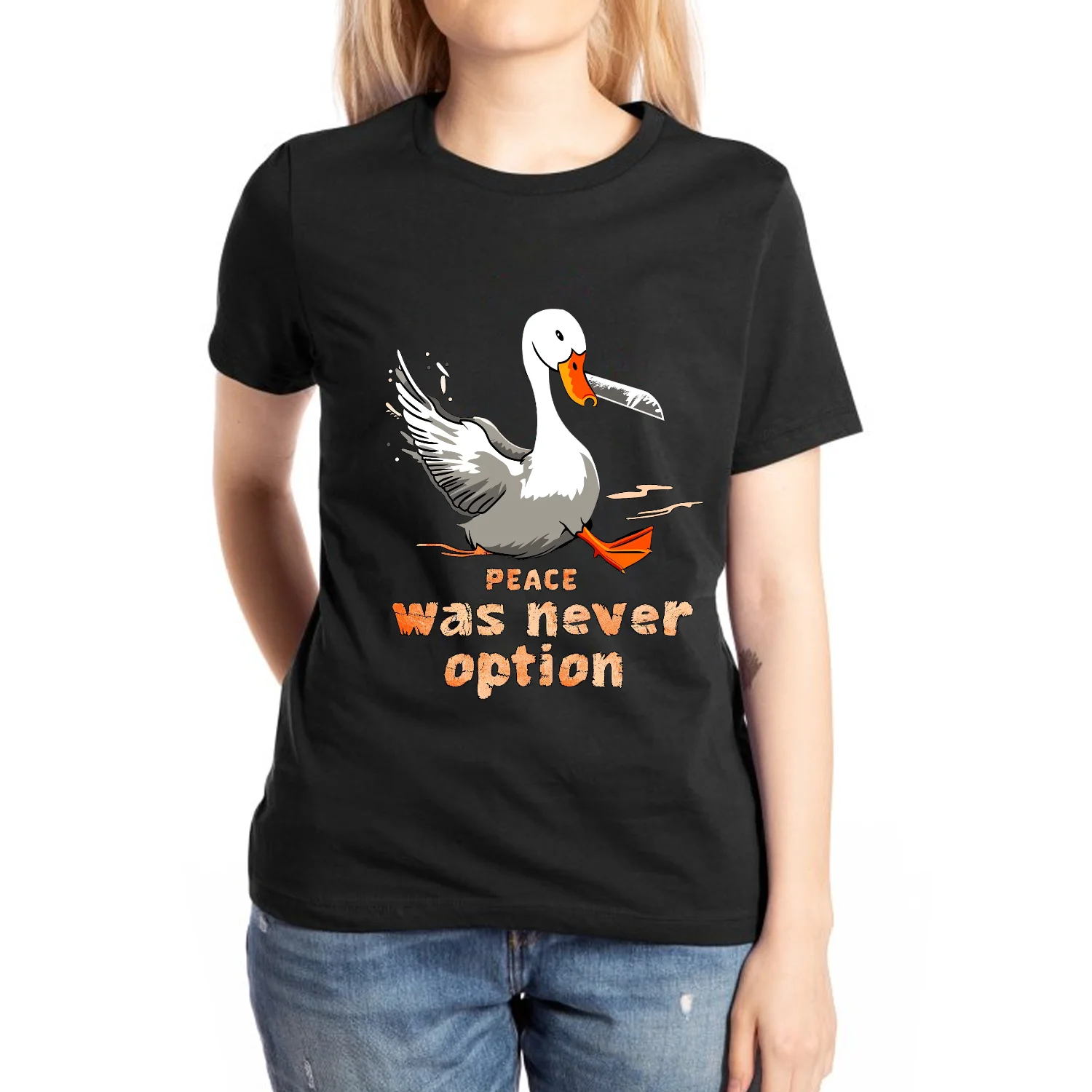 Женская короткая футболка, футболка с принтом гусиной графики, с коротким рукавом, Повседневная летняя футболка, Y2K,100% хлопок, уличная Винтажная Футболка