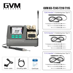 GVM H3-Estación de soldadura inteligente 3 en 1, 2S, calentamiento rápido, soporta mangos T245/T210/T115 para reparación de teléfonos móviles