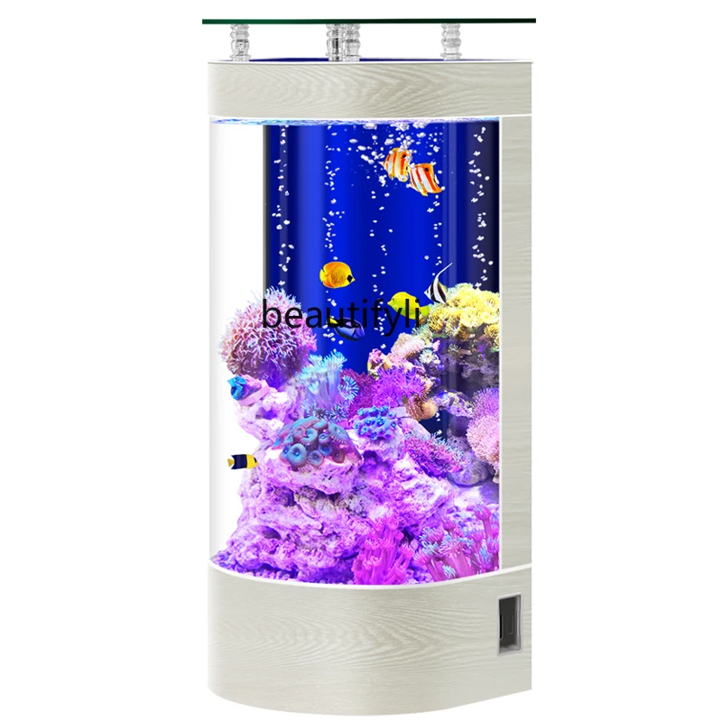 Semi-cylindrical fish tank living room small back filter floor, ecological self-circulation, no water tank change