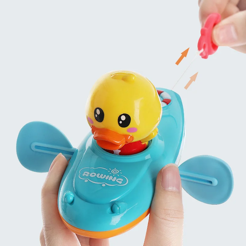 Baby Spielen Wasser Spielzeug Rudern Baby Gelbe Ente Rudern Bing Mädchen Kinder Badezimmer Kette Strand Kabel Niedlichen Cartoon Ente Bad Spielzeug