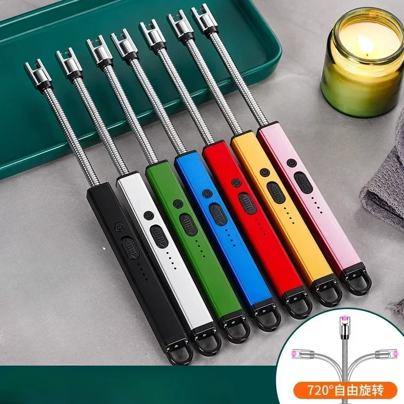 Portable 720° Arc Plasma Pulse Lighter Home Kitchen USB Rechargeable Windproof Flameless Ignitor Extended Safety Lighters Gifts
