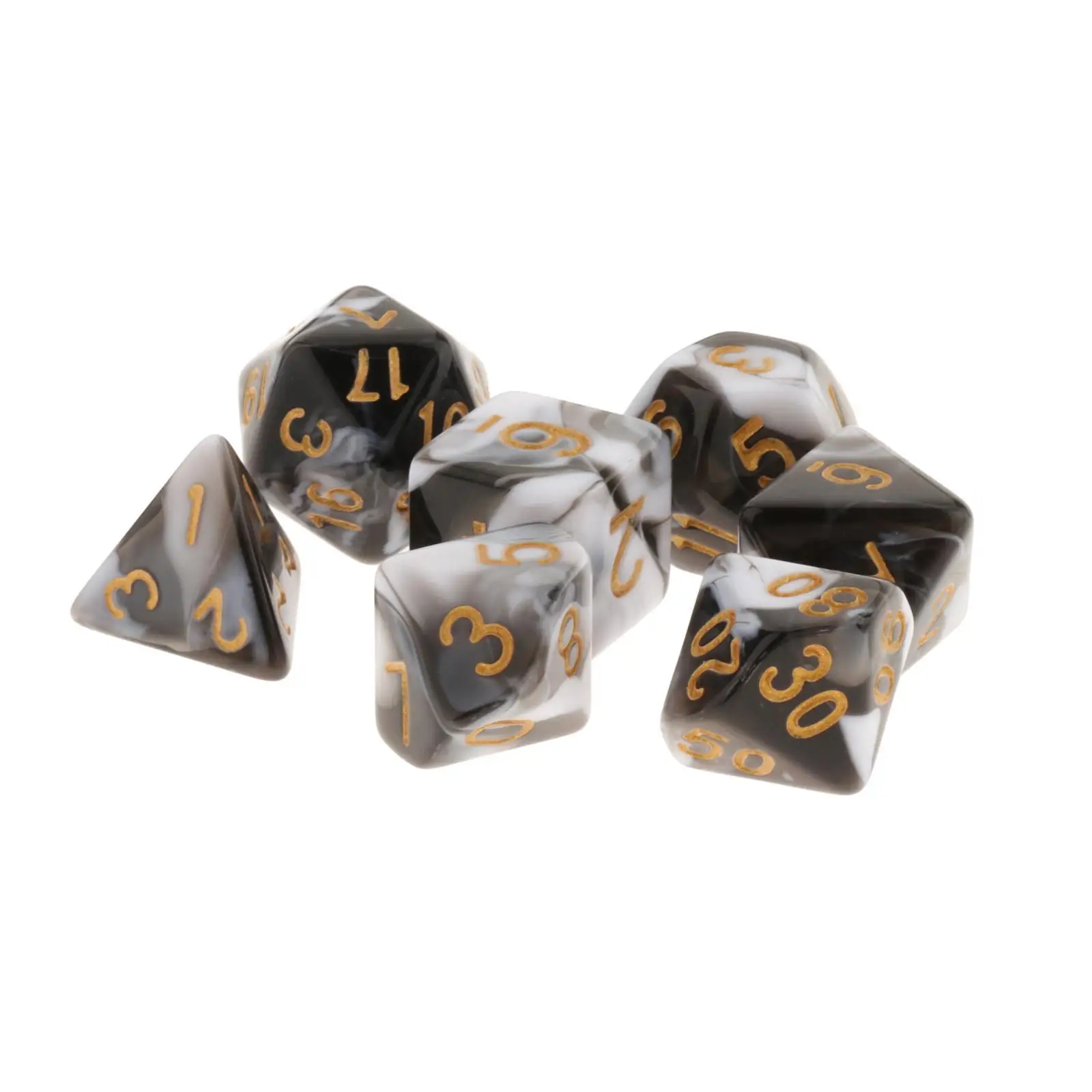 

Multi Colored Acrylic Polyhedral Dice Set 7 Pieces D4 D6 D8 D10 D12 D20 for Table Games Poker Board Game Props