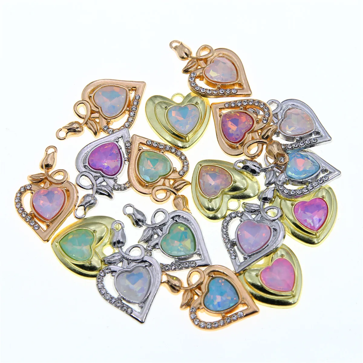 

50pcs Fashionable Fairy Style Heart-shaped Bow Hanging DIY Choker Necklace Bracelet Earrings Jewelry Making Accessories