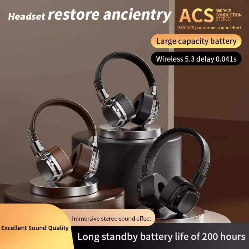 2025 New 5.3 Foldable Wireless Bluetooth Headsets Headset Gamer Choice Retro Over Ear Headphones DJ Stereo Sounds Bluetooth