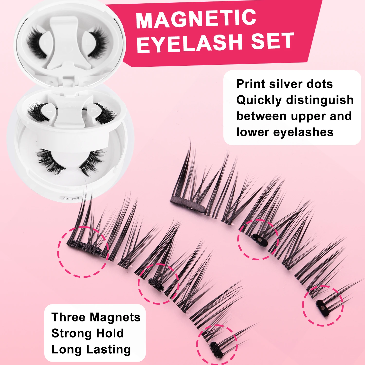 مجموعة رموش مغناطيسية قابلة لإعادة الاستخدام مكونة من زوجين، أداة تمديد رموش سهلة الاستخدام، أداة تجعيد طبيعية، رموش صناعية مع ملاقط مغناطيسية #2