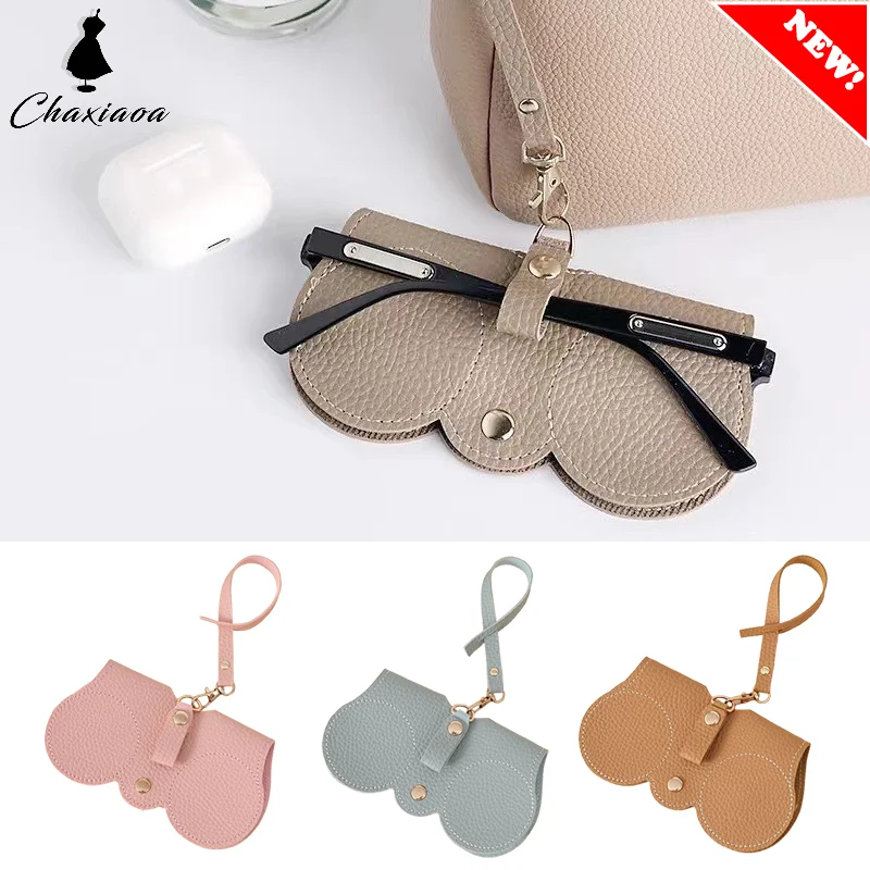 1pc Litchi Embossed Glasses Cover Hanging PU Leather Sunglasses Reading Glasses Storage Bag Portable Travel Eyewear Holder