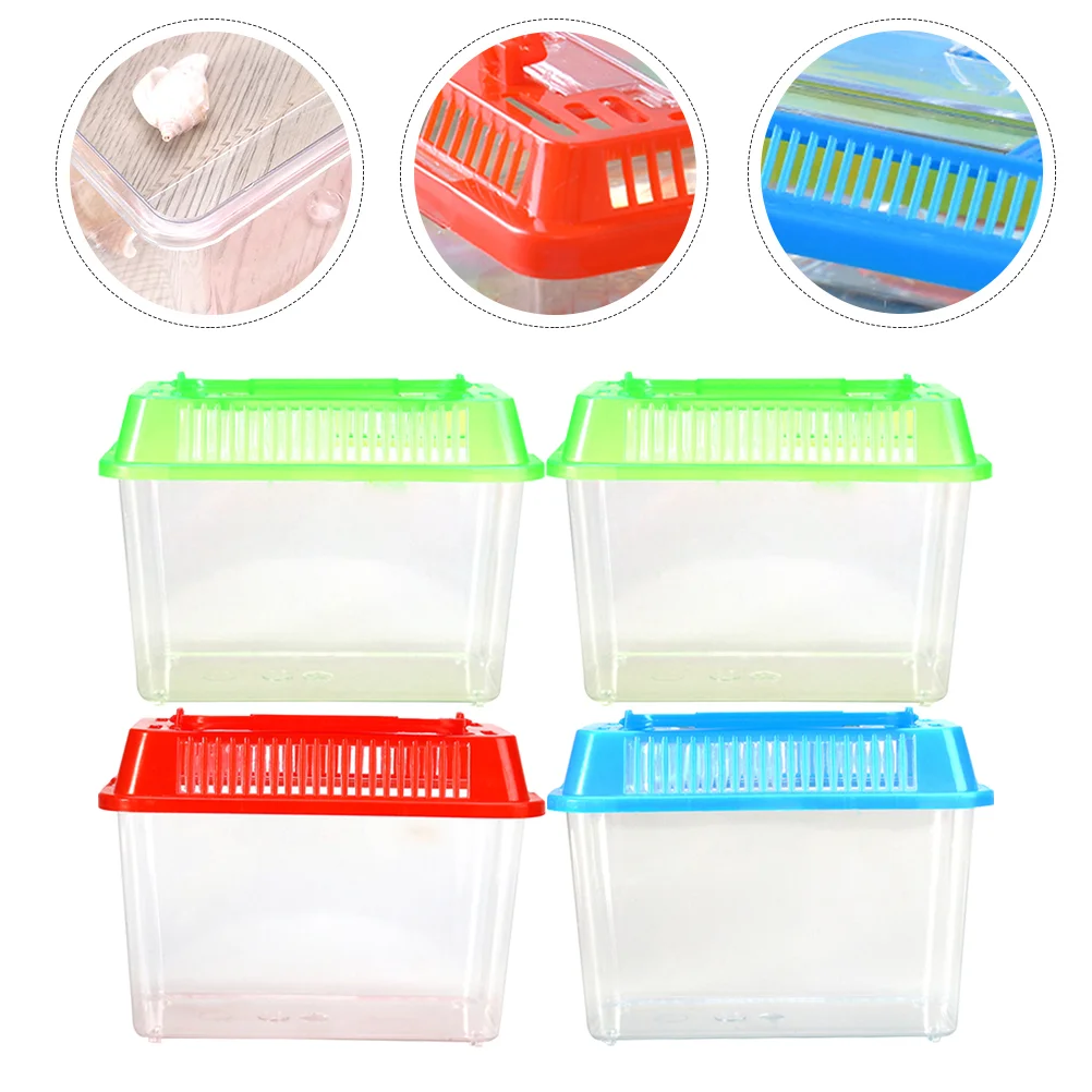 

5 Pcs Mini Portable Fish Tank Handheld Aquarium Animal Plastic Jar Reptile Feeding Climbing Pet Container Travel