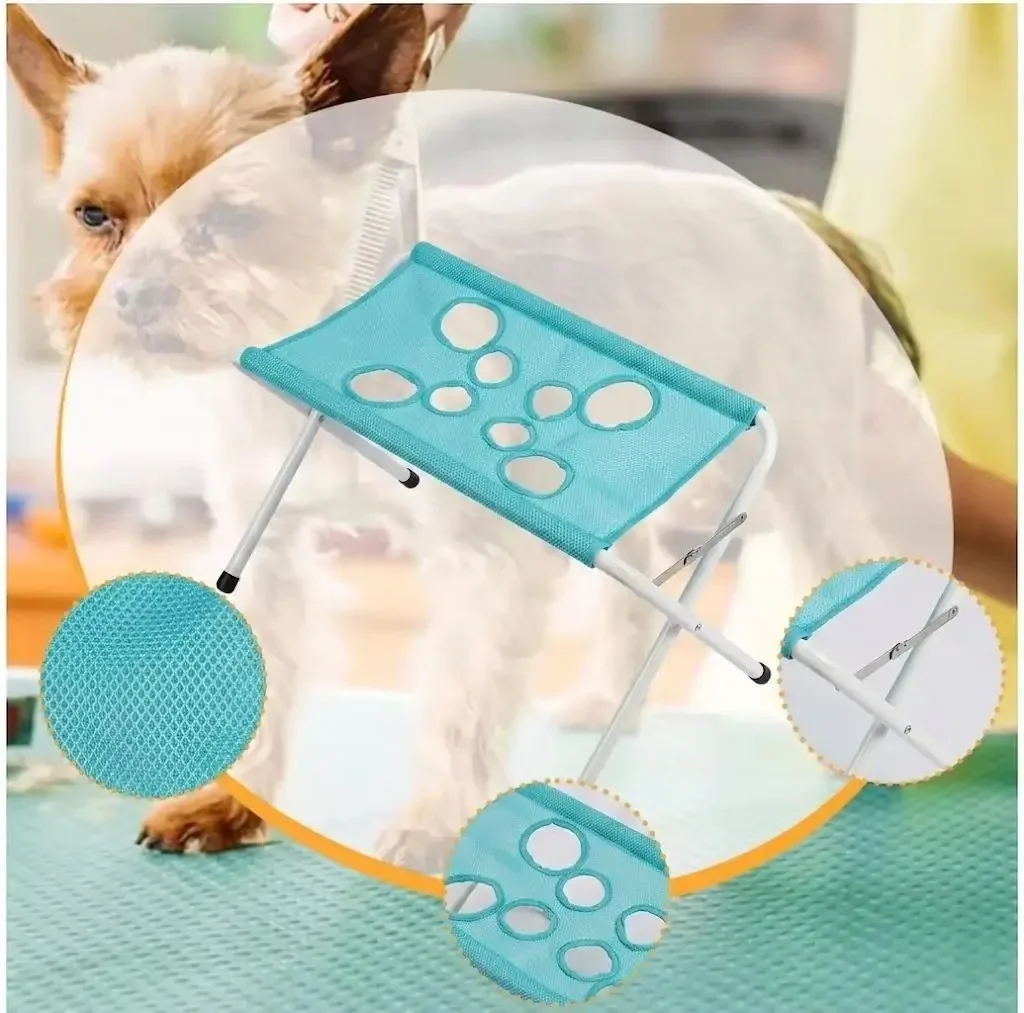 Pet Grooming Hammock Stand Foldable Breathable Mesh For Cats Dogs_voghion.com