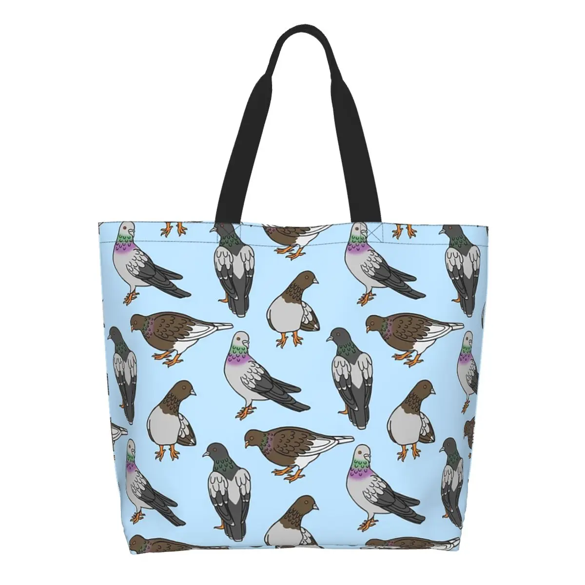 City Pigeons Shopping Tote Bag Canvas Large Capacity Shoulder Bags Shopper Grocery Handbag for Women