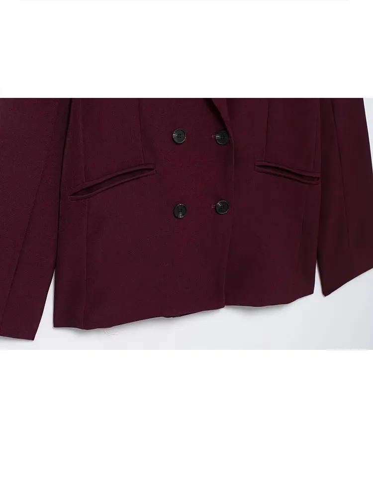 HH TRAF 2024 Blazer rosso bordeaux per le donne Moda Nuovo cappotto allentato solido Donna Capispalla selvaggio Cardigan femminile Top Trendy