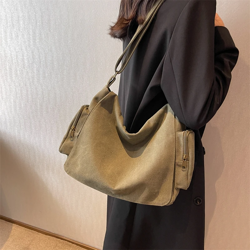 Borsa a tracolla in tela per il tempo libero per studentesse Zaino da viaggio unisex alla moda Borsa a tracolla da donna di grande capacità