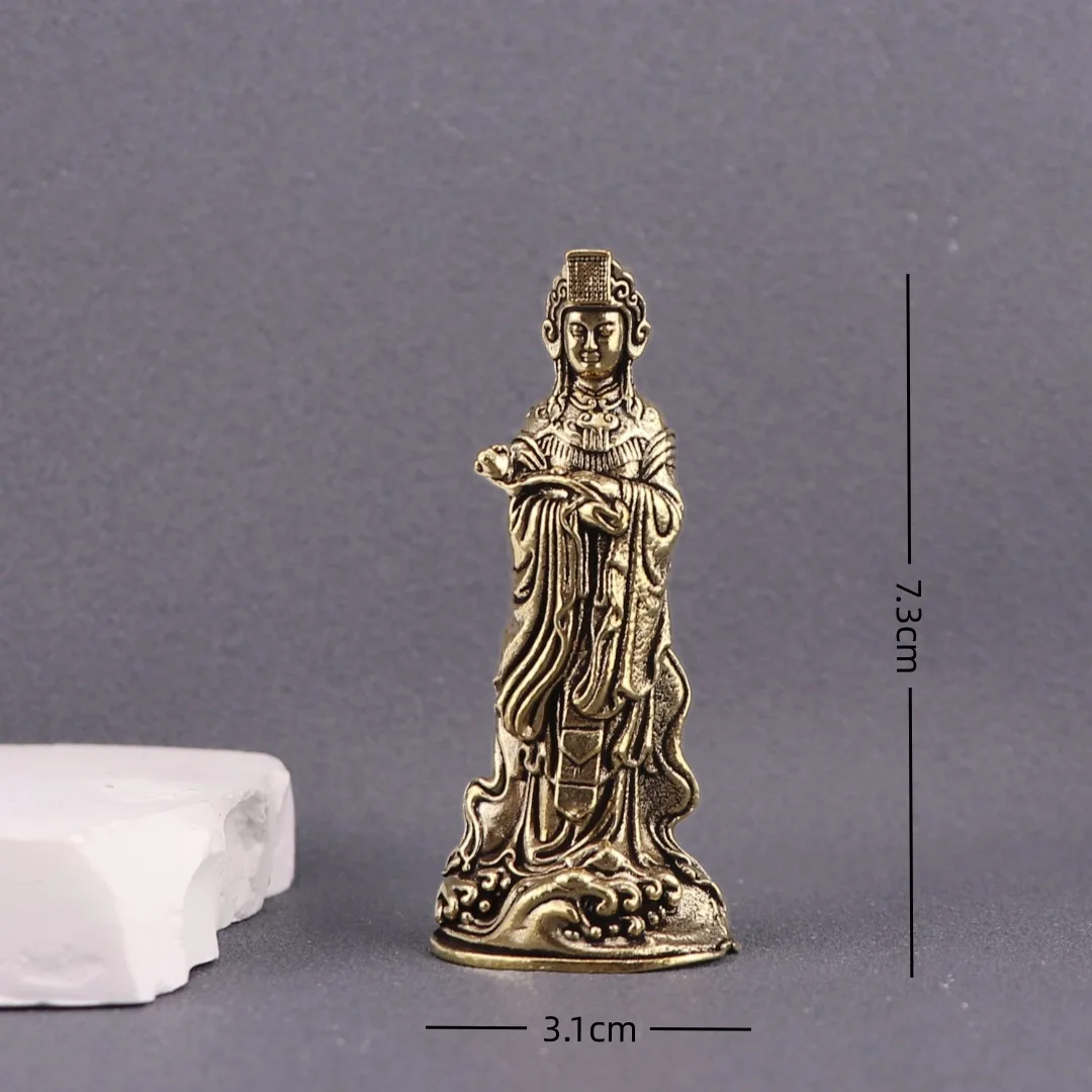 

CZ pure brass Mazu ornament home office desktop small ornament Poseidon Empress handicraft ornament