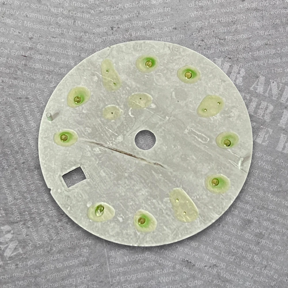 28.5 mm S Logo GMT Meteorite Dial Suitable For NH34 Japan Movement Ice Blue Luminous High Quality Watch Modification Accessories