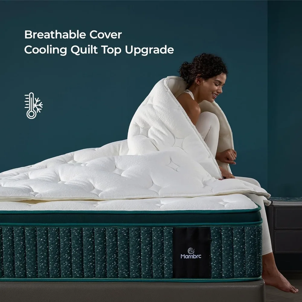 مرتبة هجينة بحجم كينغ مقاس 14 بوصة - شركة قطيفة، رغوة جل تبريد وملفات جيوب لتعزيز الدعم والراحة