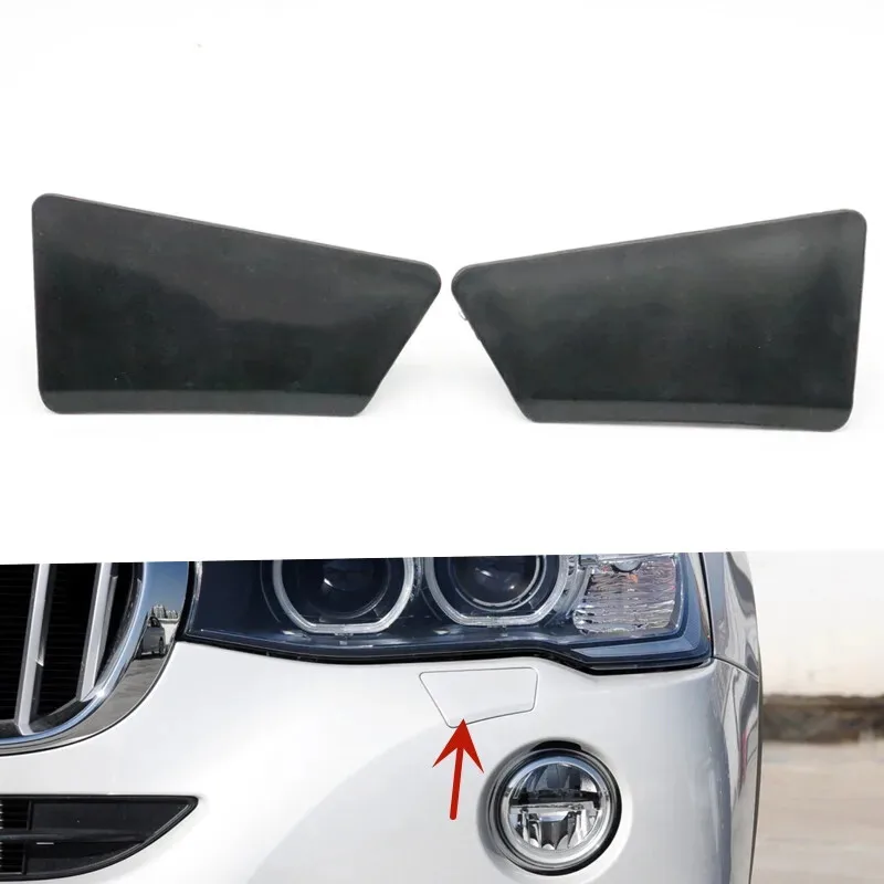 

2pcs Unpainted Front Headlamp Headlight Washer Jet Cover Cleaning Cap For BMW X4 F26 2013-2018