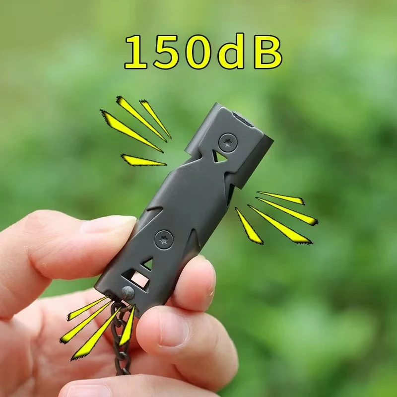 Gwizdek ze stali nierdzewnej o wysokim poziomie decybeli Przenośny gwizdek awaryjny z podwójną rurką Brelok do kluczy Outdoor Camping Survival Supplies