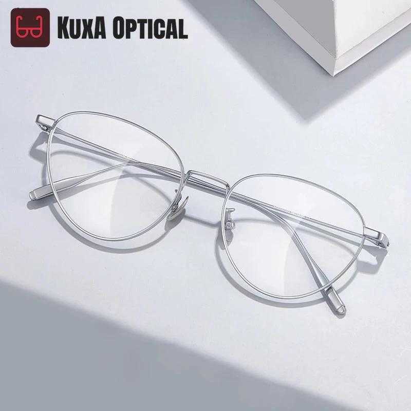 

KUXA Cat Eye Light Optical Reading Glasses Frame Women Myopia Multifocal Lenses Fashion Eyewear Men Titanium Prescription Glasse