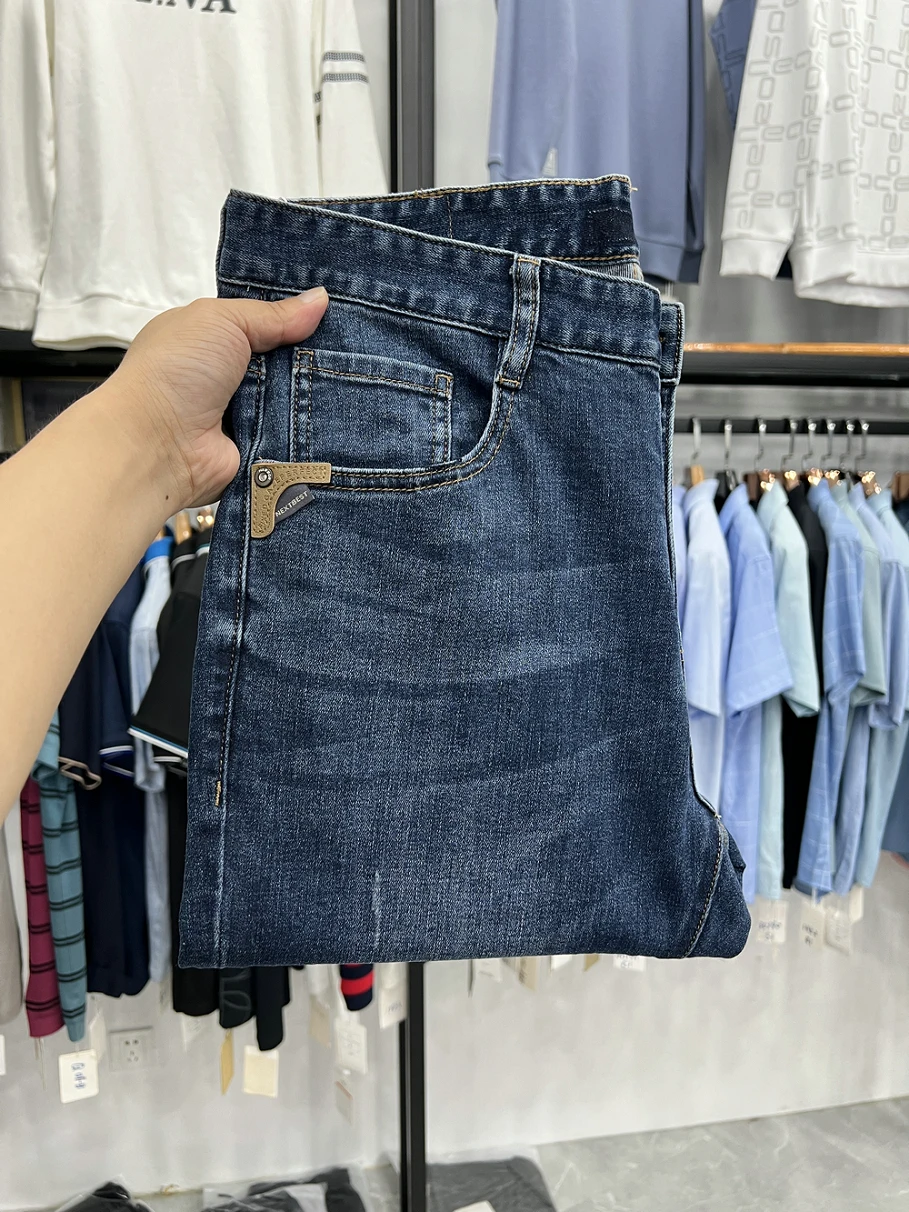 

Повседневные хлопковые джинсы из денима, длинные брюки, эластичные, удобные, для весны и осени, модные, прямые, для отдыха