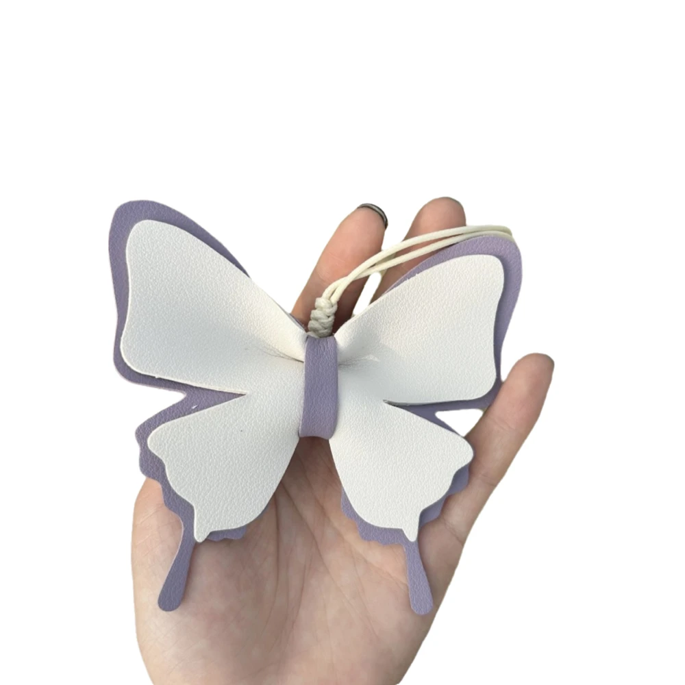 

Cute Butterfly Bag Pendant Color Contrast PU Leather Car Key Chains Korean Style Bag Charms Fresh Backpack Decoration Woman
