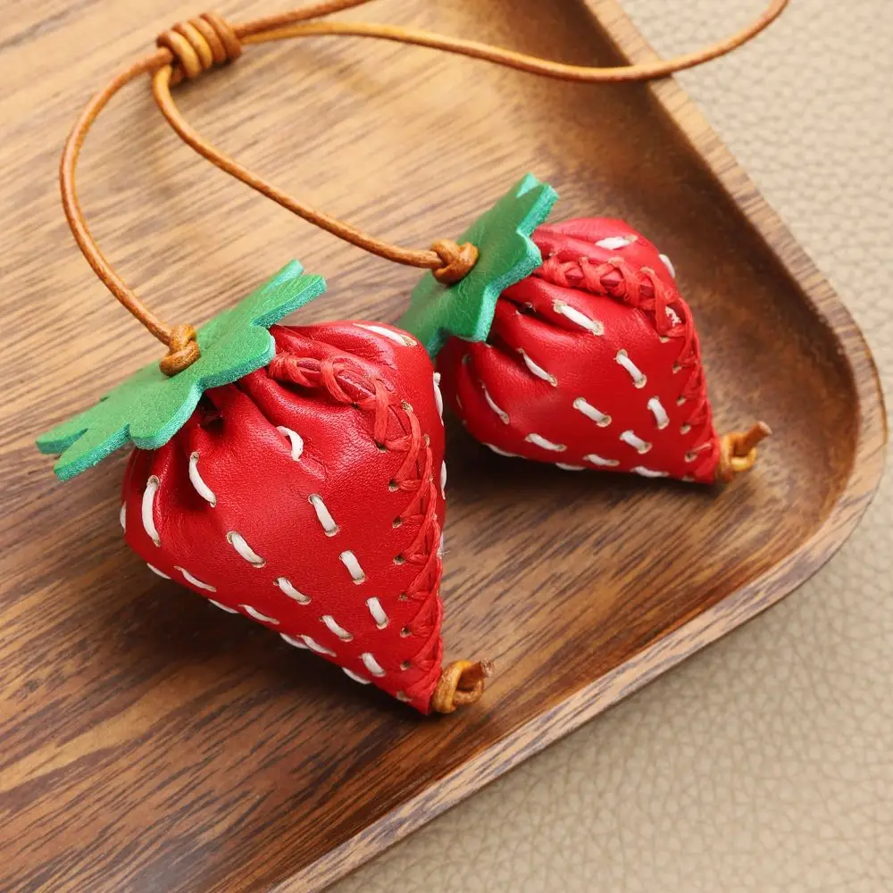 Multi-color Hanger Fruit Pendant Pear Peach Leather Keychain Handmade Car Keyring Bag Pendant Women