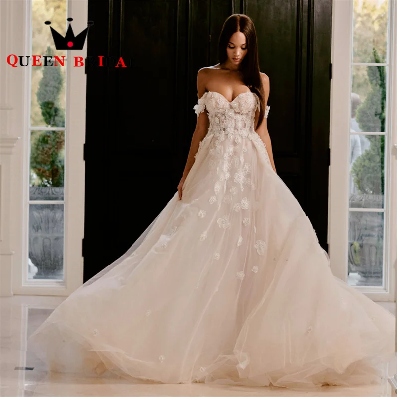 Elegante uma linha querida vestidos de casamento 2023 novos apliques fora do ombro vestidos de noiva casamento personalizado d63x