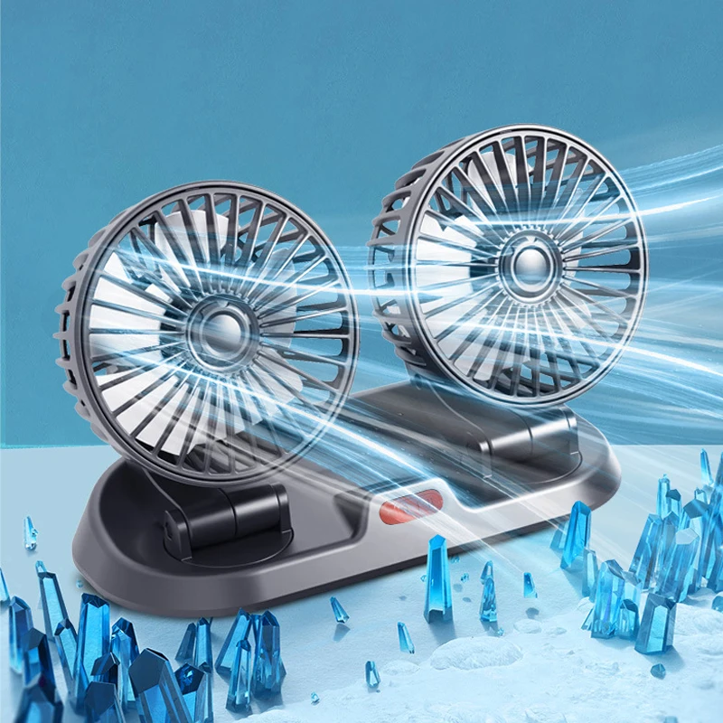 

New Car Fan Dual-heads 360 Degree Adjustable Twin Quiet Wind Speed USB Connection 5 Volt Type For Household Use Portable Fans