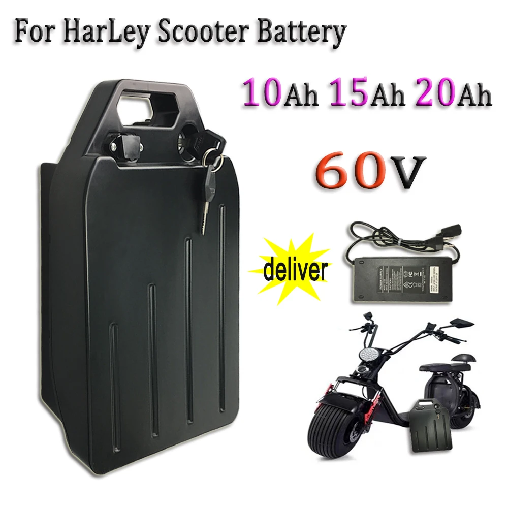 60V Large Capacity Lithium Battery 10Ah 15Ah 20Ah for Harley Citycoco 2000W Scooter Strong Power Waterproof Battery