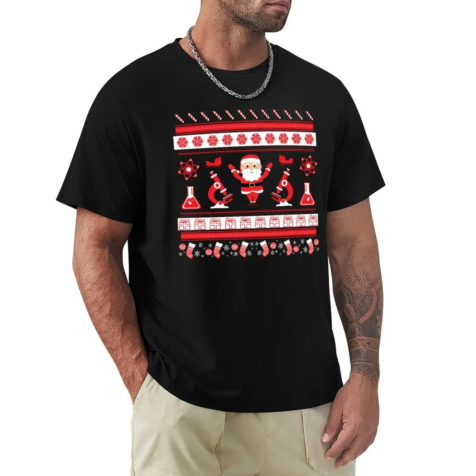 Science Laboratory Christmas Ugly Sweater - Science Christmas, Holiday Party, Xmas, Microscope, Test Tube T-Shirt