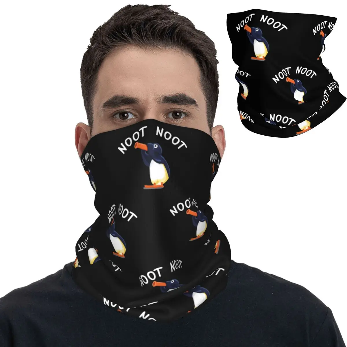 Noot Noot Pingu Bandana Neck Gaiter Printed Funny Penguin Balaclavas Wrap Scarf Multi-use Sports for Men Women Adult Winter