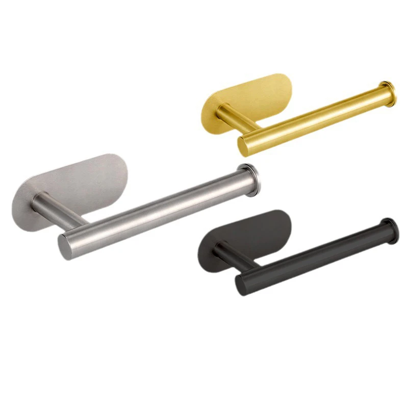 

1 шт., держатель для туалетной бумаги, самоклеящийся настенный органайзер для ванной комнаты, подставка для хранения без перфорации, держатель для полотенец из нержавеющей стали