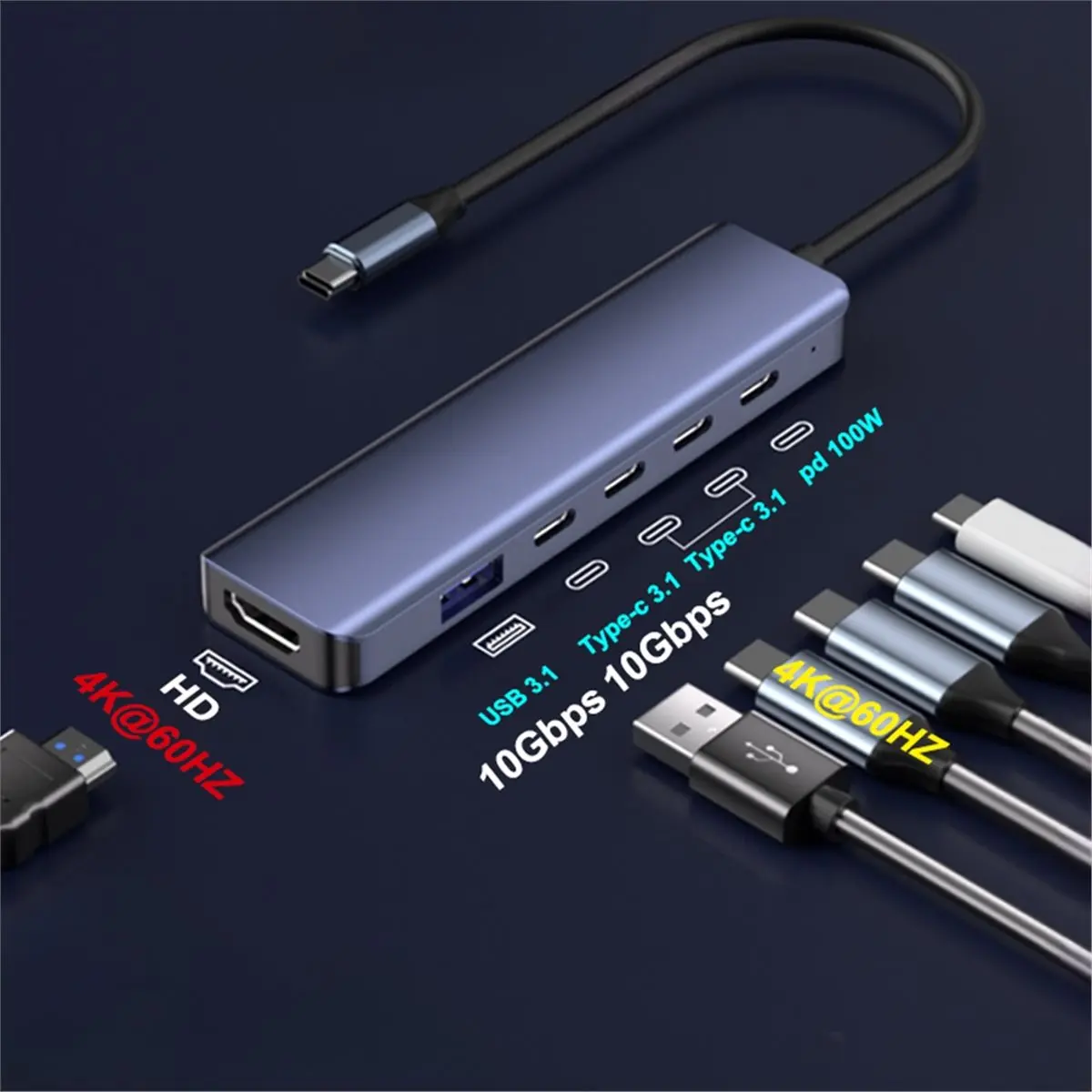 6-in-1-type-c-dp-alt-mode-usb-c-ハブ（hdtv-4k@60hz-デュアルビデオ出力、usb32-gen2-ハブ、10gbps-データ転送、100w-pd-充電対応）に適合します。