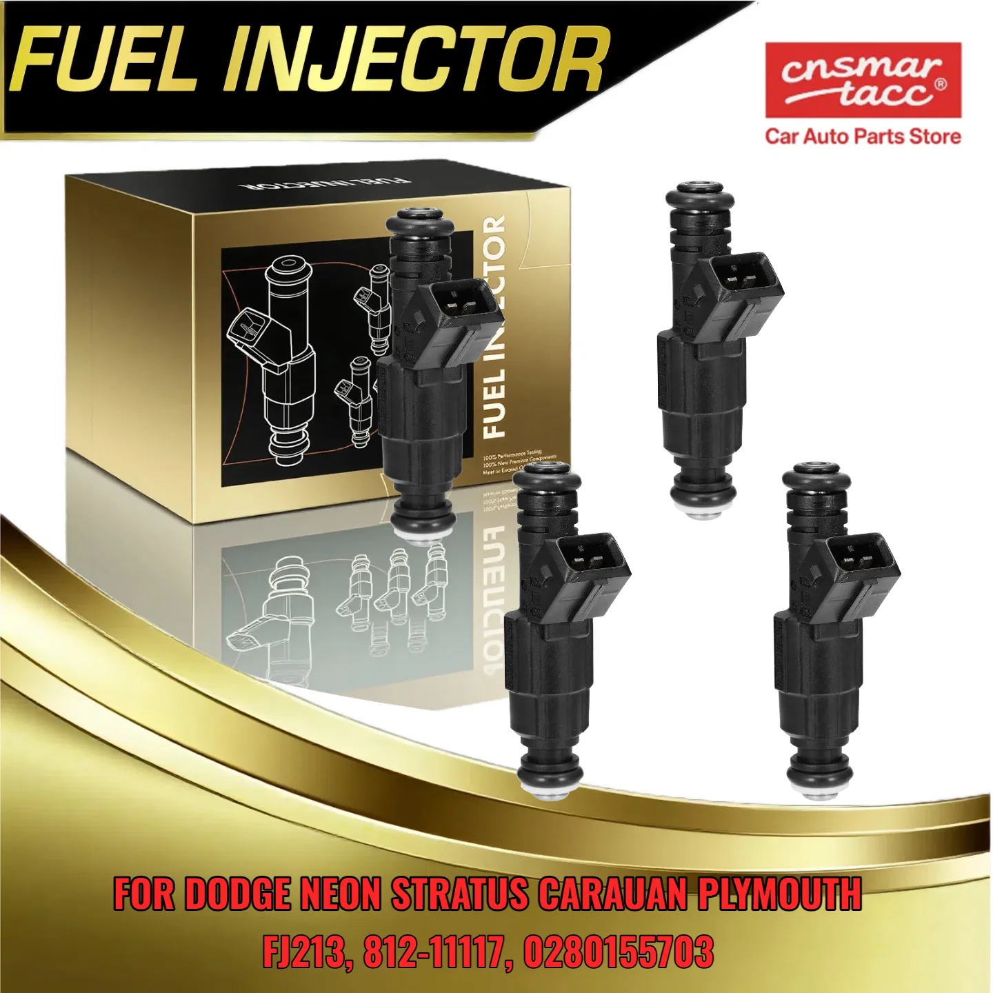 Inyector de combustible de 4 piezas Compatible con Chrysler Cirrus para Plymouth Neon 1995 a 1997 81211117 FJ213