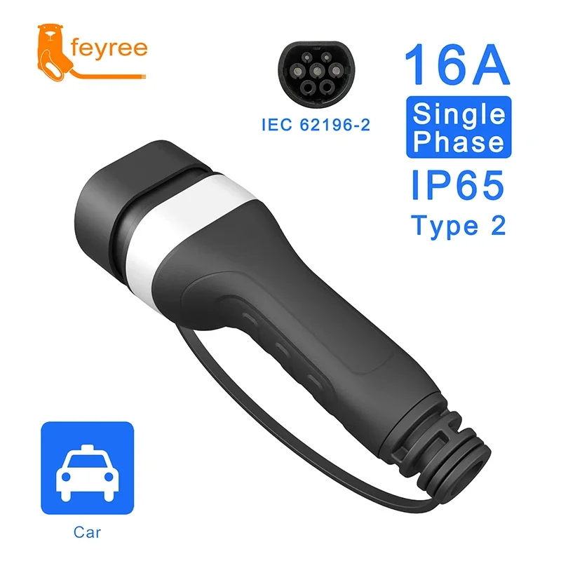 EV Charger Type2 Plug Adapter 16A32A EVSE Charger Female Car Side IEC62196-2 Convertor 1 Phase 3 Phase for Electric Vehicle Car