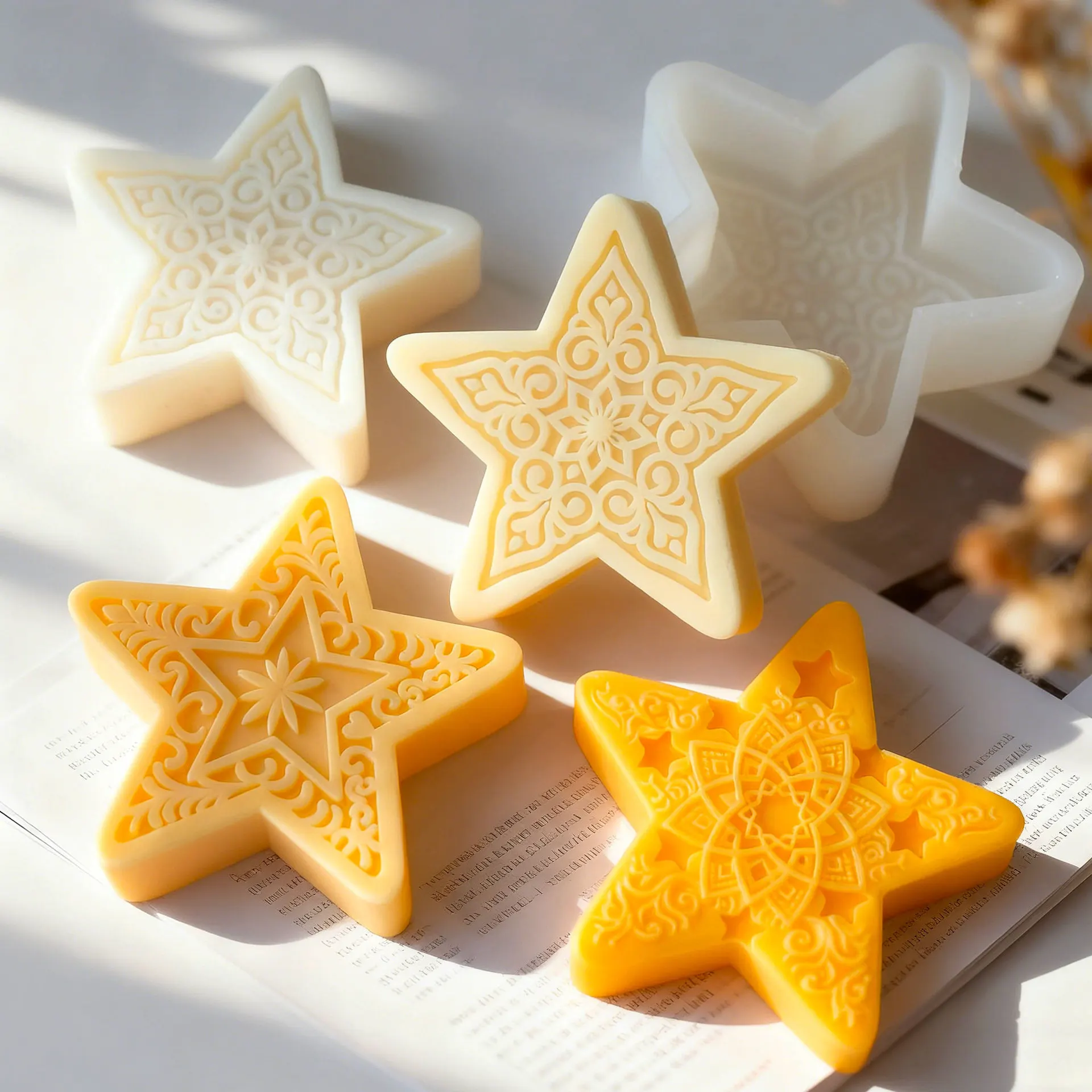 

DIY Рамадан рельефная свеча серия звезд силиконовая форма ручной работы аромат гипс смола украшения формы принадлежности для изготовления свечей