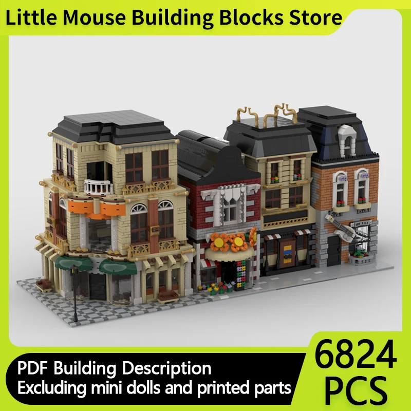 

Модель City Street View MOC, строительные кирпичи, операционный центр, уличная модульная технология, подарки, праздник, сборка, детские игрушки, костюм