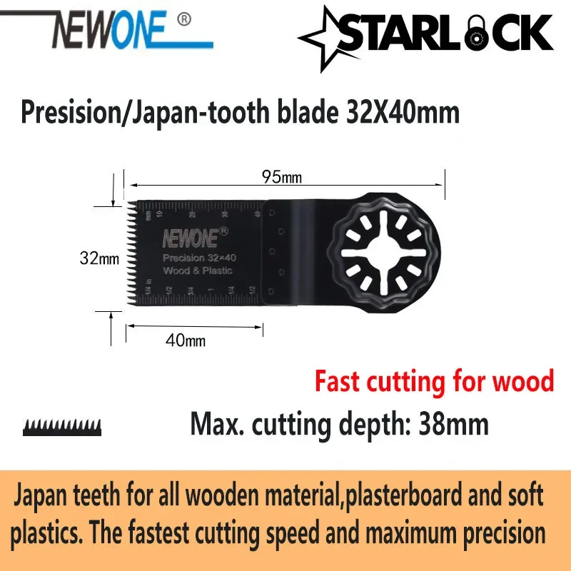 Imagem -04 - Newone-lâminas de Serra Renovadoras Compatíveis com Starlock Alongar Precisão Dentes do Japão Ferramentas Oscilantes Multi Ferramentas 32x40 mm 50 mm Hcs