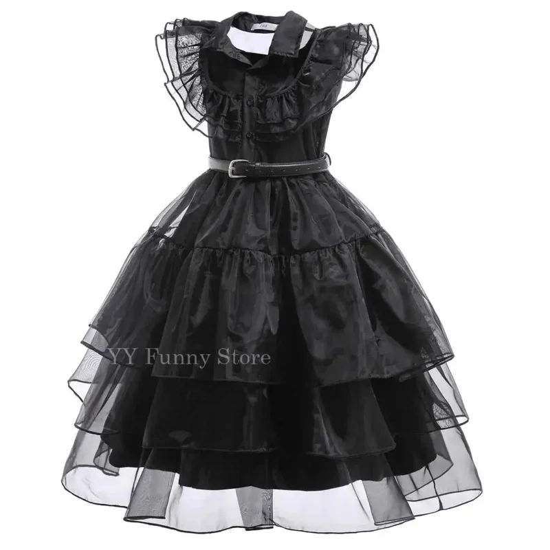 2025 ❤   جديد بنات أدامز تأثيري الرعب الاطفال الساحرة معالج فستان أسود كرنفال حلي أزياء الهالوين ★ ★
