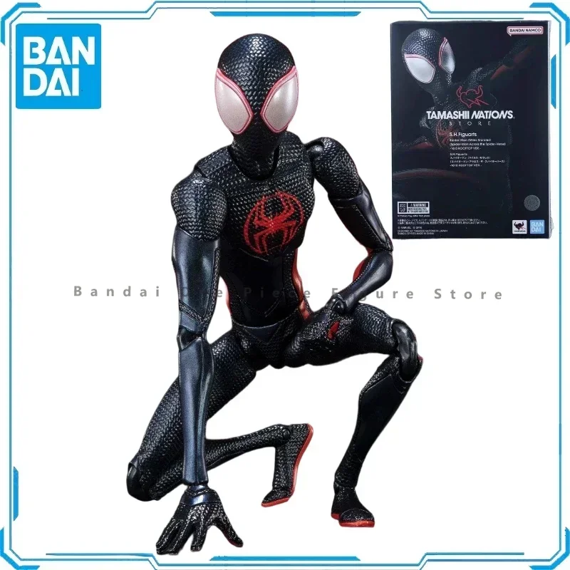 In Stock Original Bandai SHF Spider-Man Miles Morales Action Figure Animation Toy Gift Model Collector Anime Hobby