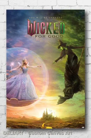 

WICKED: FOR GOOD () - BUBBLE ONE SHEET Canvas Poster (2025) Custom Size Available Room Decoration Home Decor Wall Art