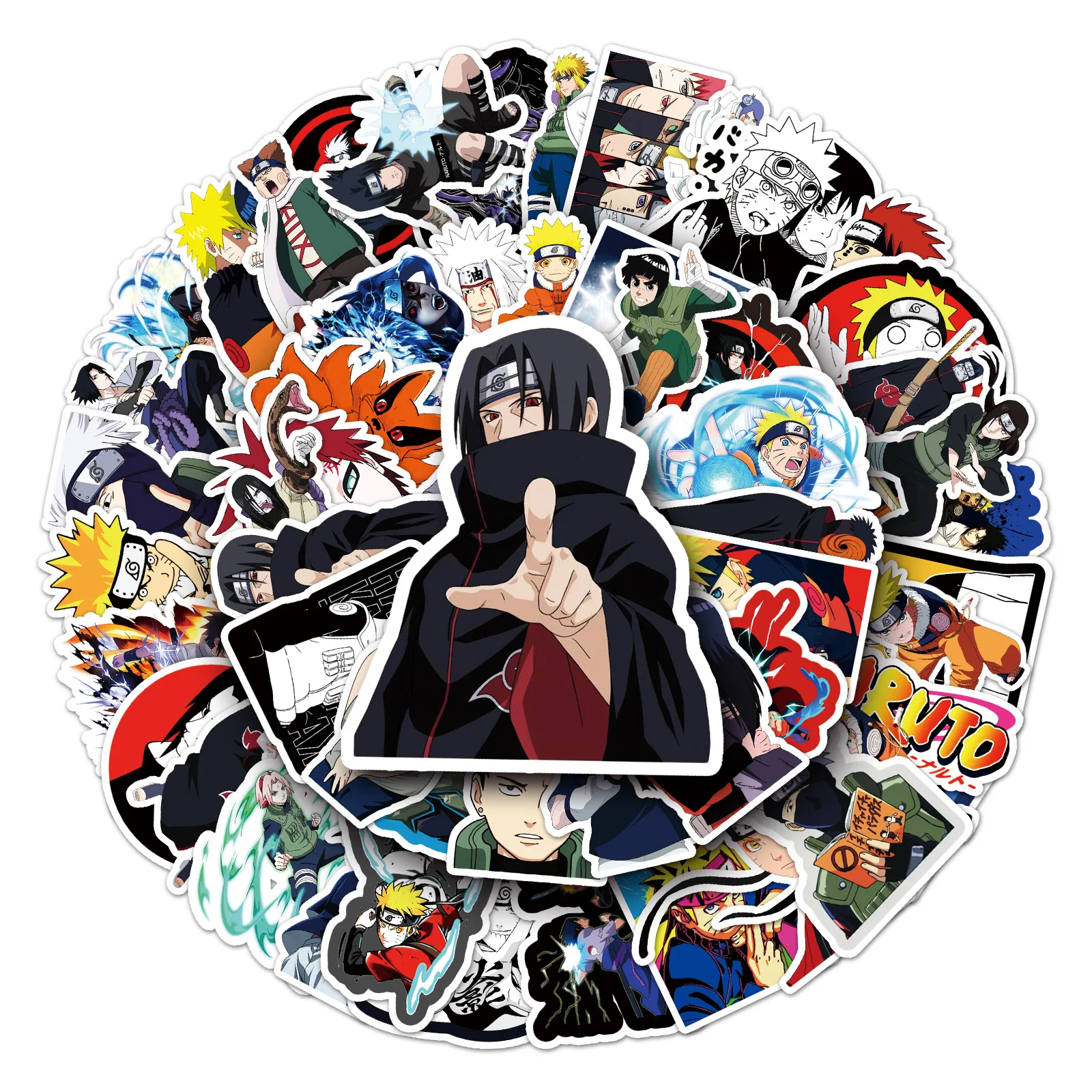 50 Pcs Naruto Shippūden Sasuke Naruto Kakashi Anime Cartoon Sticker DIY Graffiti Notebook Skateboard Waterproof Decor Toys Gift