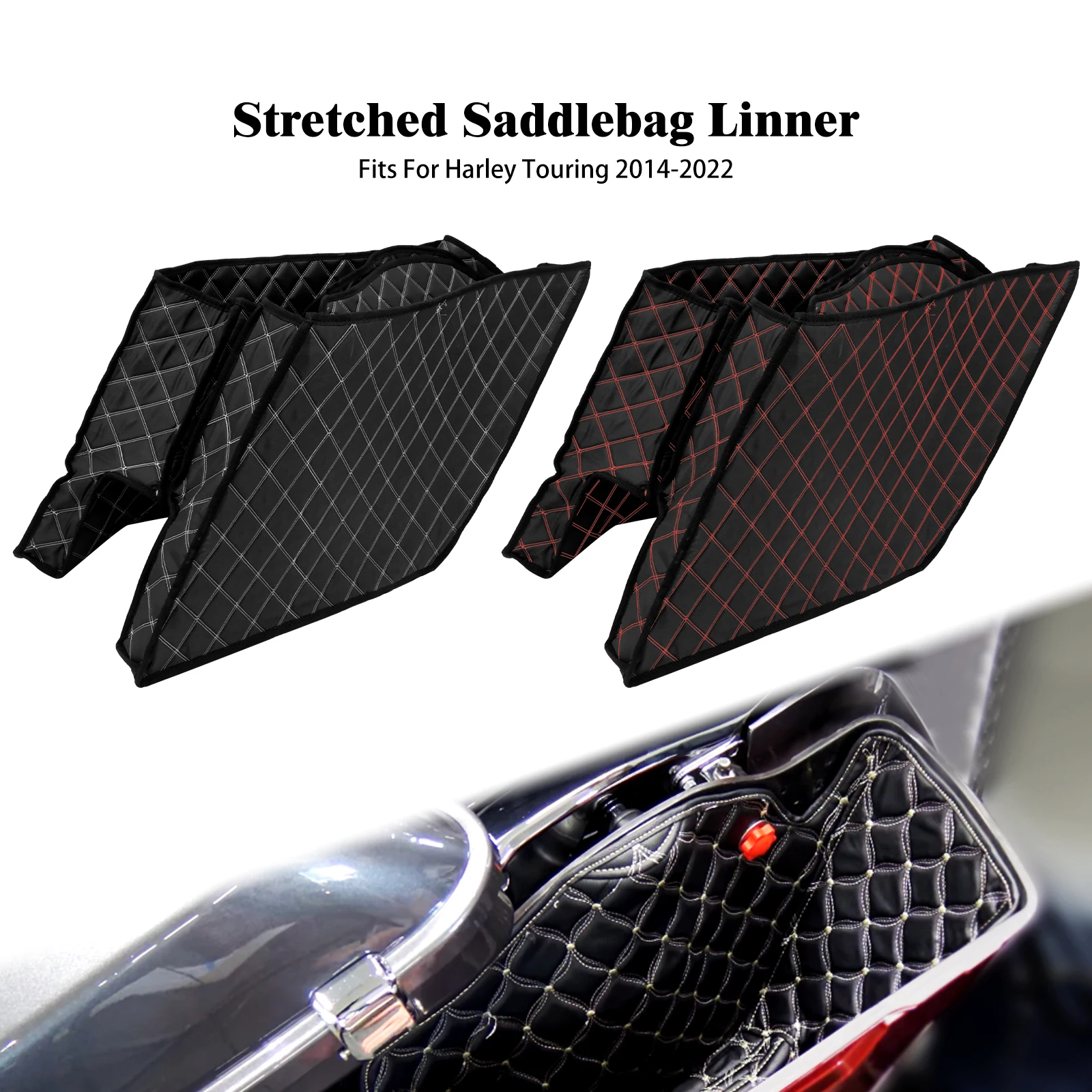 Motorcycle Stretched Saddlebag Liner Extended Bags Inserts For Harley Touring Street Electra Road Glide Limited CVO FLHR 2014-Up