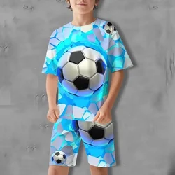 Children's Clothing Suit for Boy Short Sleeve 3D Soccer Print Kids Summer Clothes Casual streetwear Outdoor Top Children's Sets