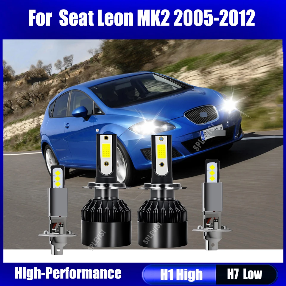 

H1 H7 LED Xenon White Headlight Bulbs High Low Beam - a breeze with these bulbs For Seat Leon MK2 2005 2006 2007 2008 2009-2012