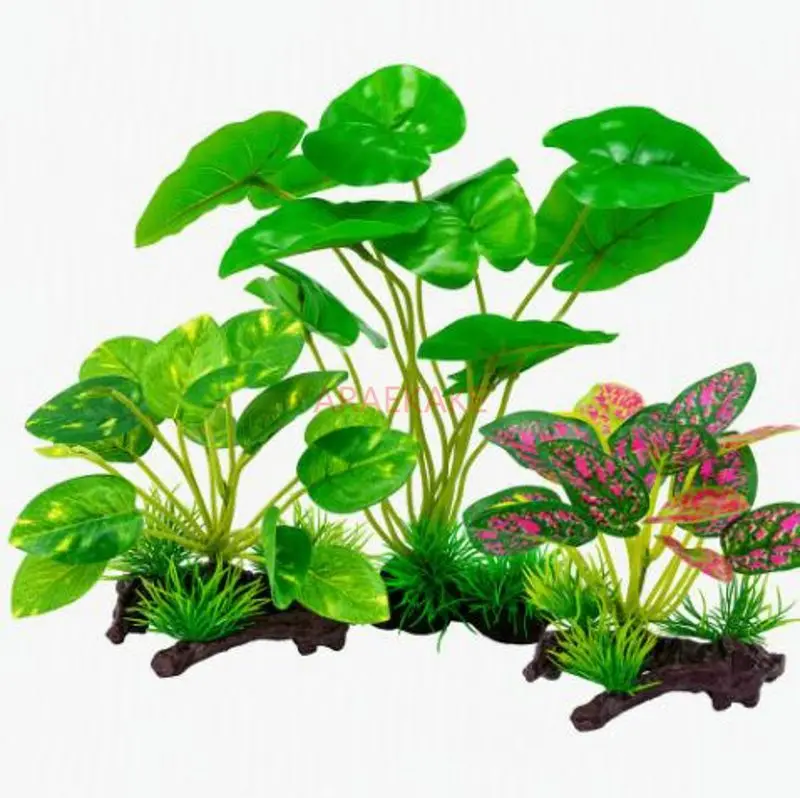 3pcs/set Simulated sinking wood silk leaf water banyan fish tank landscaping decoration aquarium plastic fake grass green plants