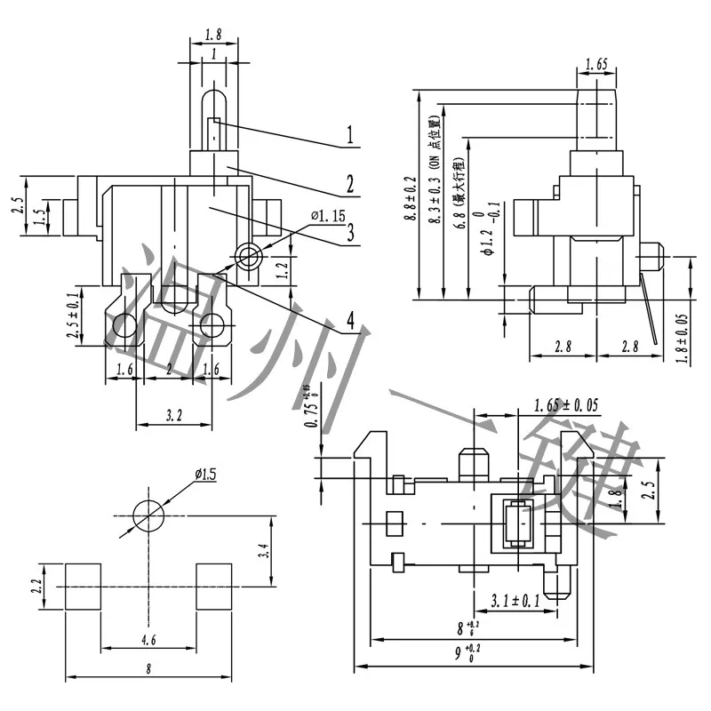 10pcs KFC-W-04B-1 Limit Switch Two Feet 180 Degrees Game Flash Gate Reset Micro Detection Button Connector