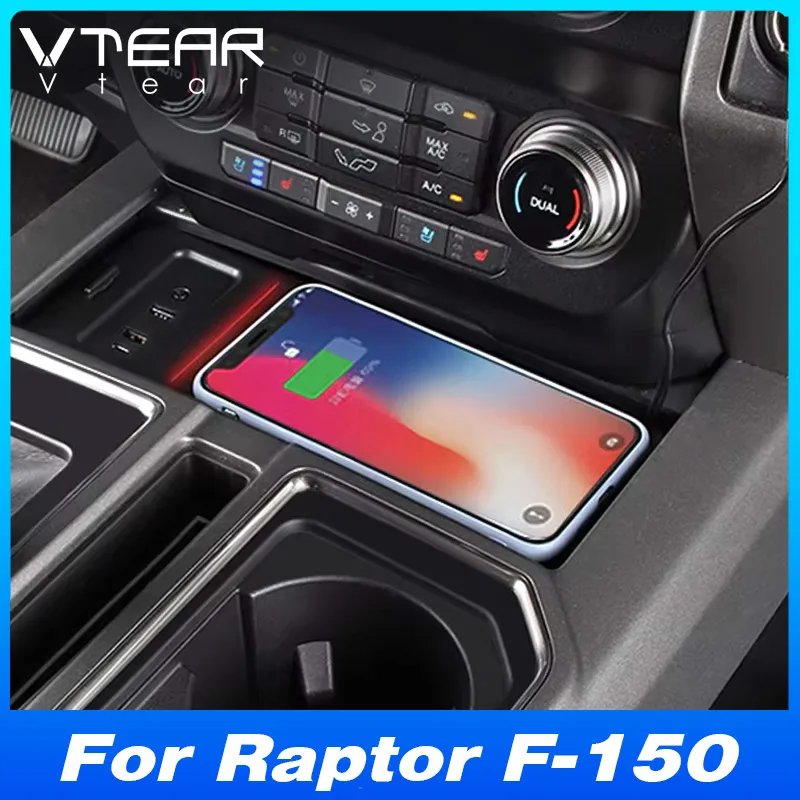 

For Ford Raptor F-150 F150 2015-2025 Car Wireless Charger Fast Phone Charging Plate Adapter Interior Modification Accessories