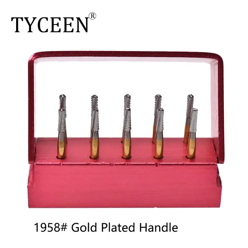 10pcs/box High Speed Dental Drill Tools Dentist Broken Crown Needle for break crown Endodontic Gold Plated Handle 1958#