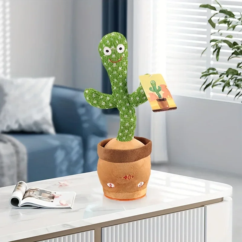 Dancing Cactus Repeat Talking Toy Electronic Plush Toys Can Sing Record Lighten USB Early Education Funny Gift Interactive Bled