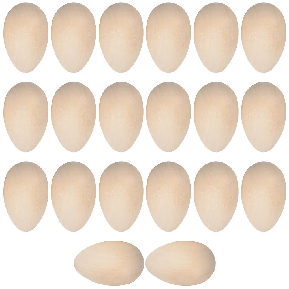 

20 шт. неокрашенных деревянных яиц для пасхальных поделок и декораций, реалистичные имитации яиц, глянцевая гладкая поверхность, под покраску