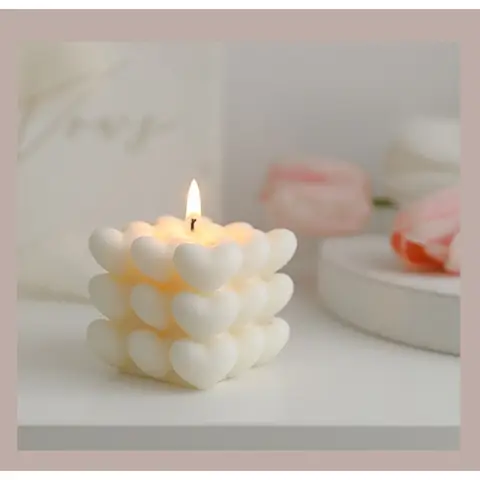 1 pz Candele profumate in cera di soia con cubo a forma di cuore pastello per regali romantici Decorazioni per la casa estetiche Decorazioni per matrimoni di San Valentino